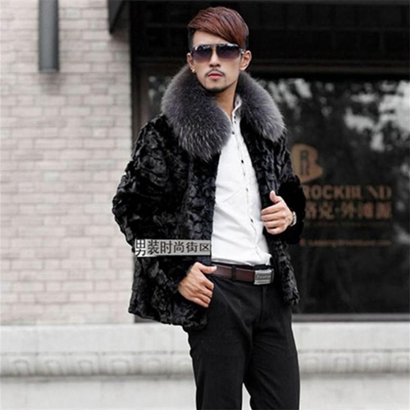 Mens Short Winter Fur Coat Thick Warm Faux Jacket With Fox Collar Slim Fit Casual Urban Style