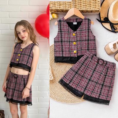 Ensemble d'été pour enfants V-neck sans manches + culottes pour filles