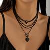 4 szt./zestaw Gotycki Punk Czarny Serce Gwiazda Frędzle Wisiorek Choker Naszyjnik dla Kobiet Vintage Metalowy Gruby Łańcuch Akcesoria Biżuteria Y2K