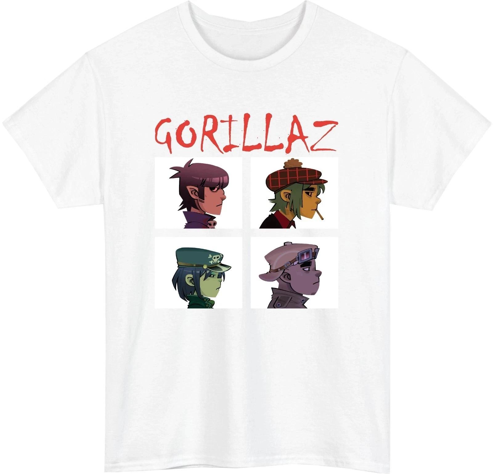 Gorillaz Band Graphic T-Shirt, 90s Alternative Rock Cartoon Band Tee 4XL