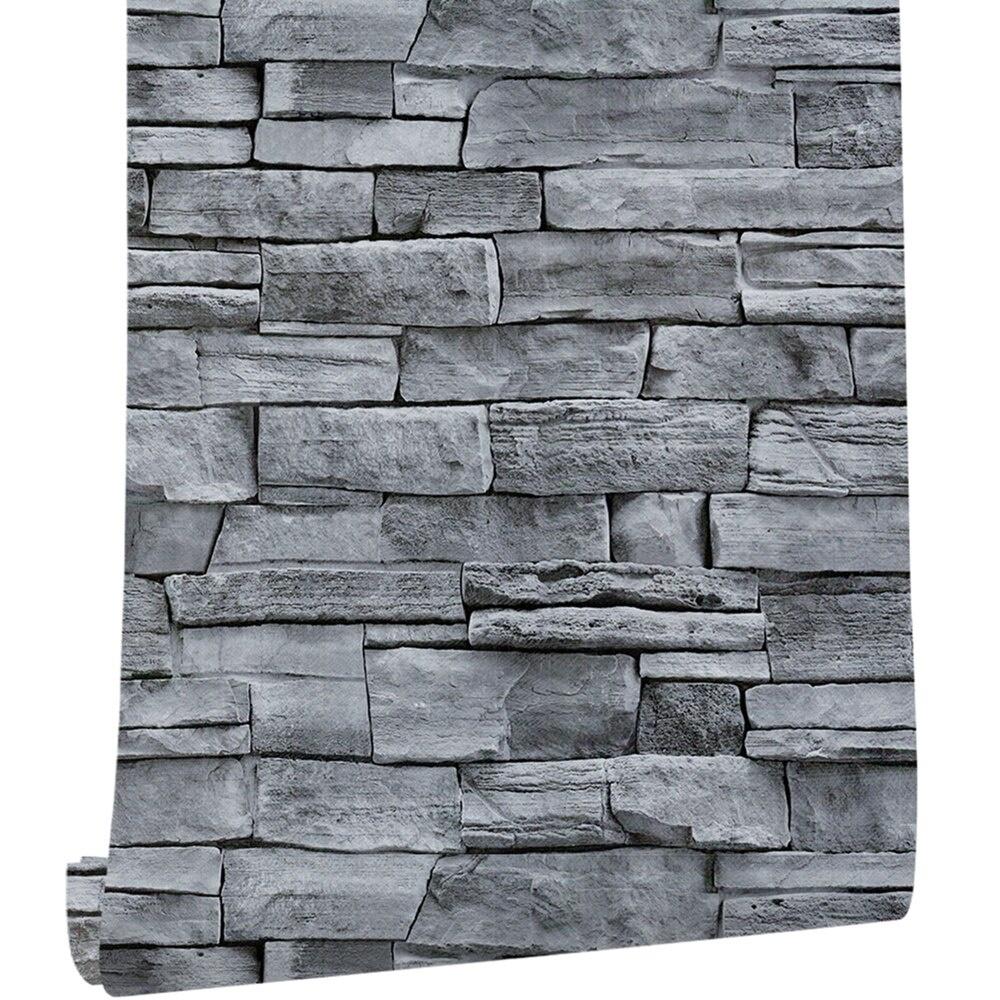HaoHome Grey Stone  Peel Stick Stone Wallpaper for Walls Self Adhesive Contact Paper Kitchen el Wall Decor