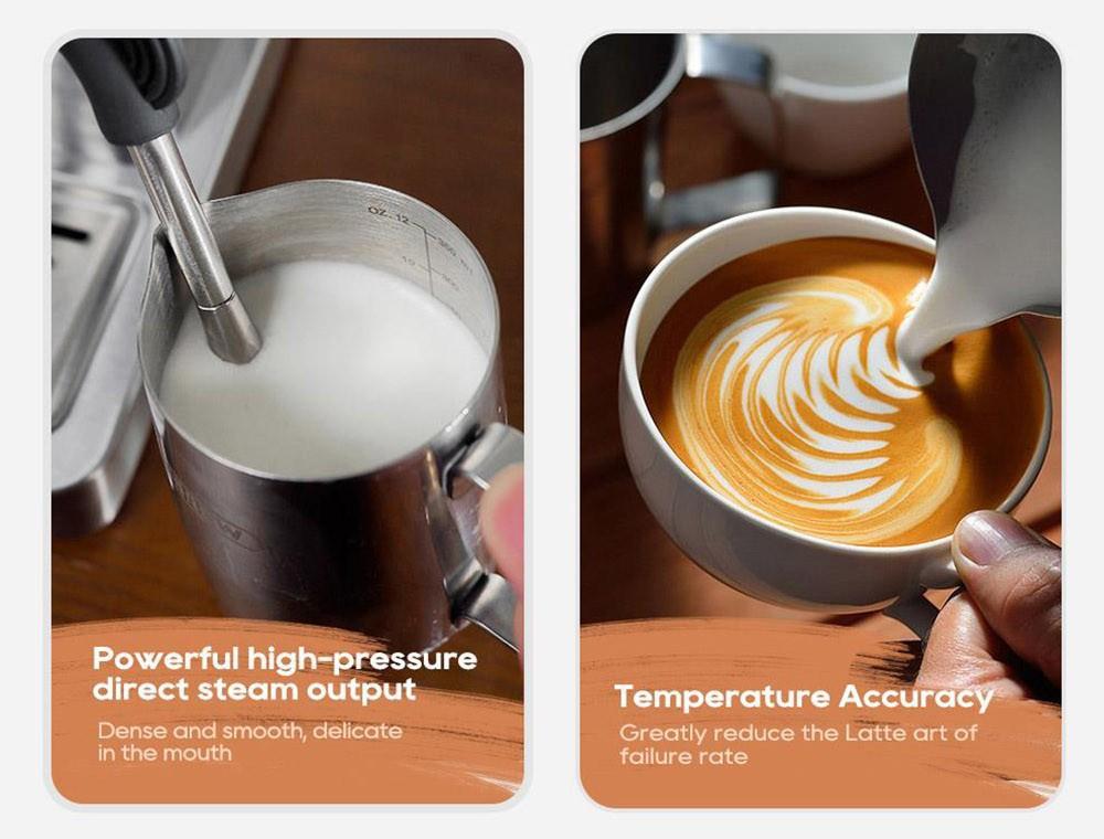 HiBREW 19Bar Semi Automatic Espresso Coffee Machine Temperature Adjustable 58mm Portafilter Cold/Hot Coffee Maker Metal CaseH10A