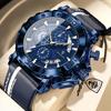 POEDAGAR Sportuhren für Herren Wasserdicht Leuchtend Datum Uhr Chronograph Leder Quarz Funktionell Armbanduhr Reloj