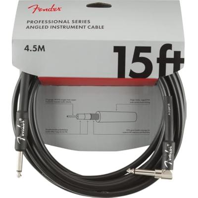 Fender Shielded Cable Professional Series Instrument Cables, Straight/Angle, 15', Black