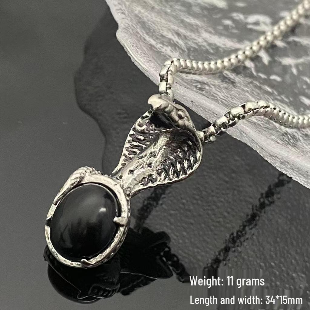 2025 Personalized Black Stone Cobra Pendant Titanium Steel Men's Necklace