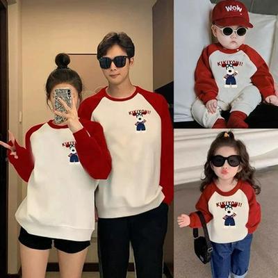 Winter 2025 Parent-Child Outfits: Fashionable Loose Round Neck Sweatshirts for Families with Infants