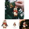 Penguin Car Decor Acrylic Christmas Hat Pendant With Cartoon Design For Vehicle Interior