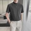 Men’s High-End Short-Sleeve T-Shirt: Lightweight, Half-High Collar, Solid Color, Ideal for Spring and Autumn.
