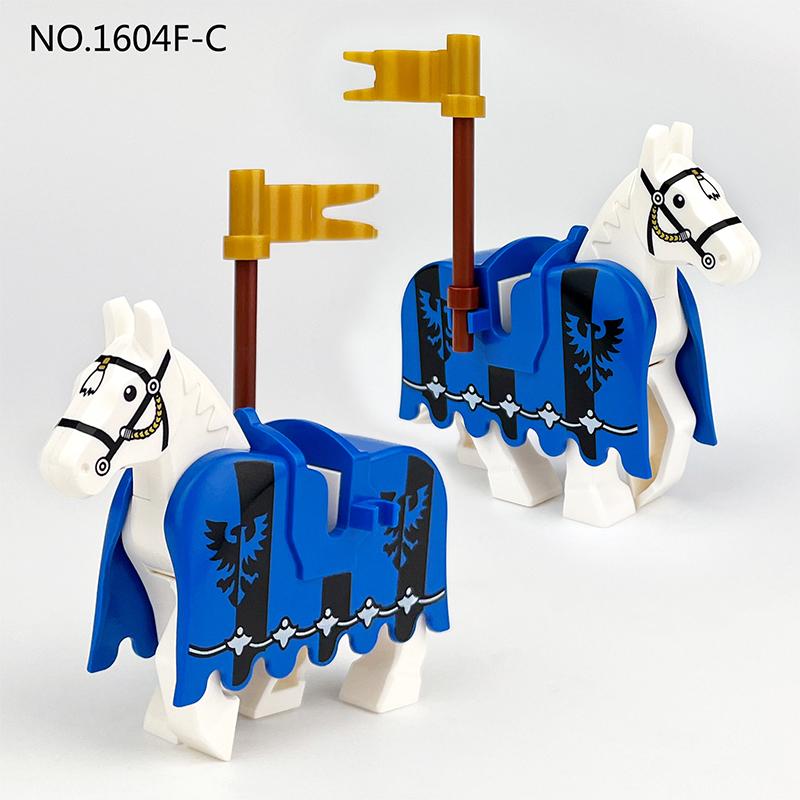 Military Building Blocks Medieval Solider Knights Equipments Mount War-Horse Wolf Flag Vests Shields Fiery Dragon Mini Brick Toy