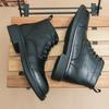 High Top Men Boots PU Lace Up Low Heel Solid Comfortable Round Toe Work Boots Classic Large Size 38-46 Fashionable Men Boots