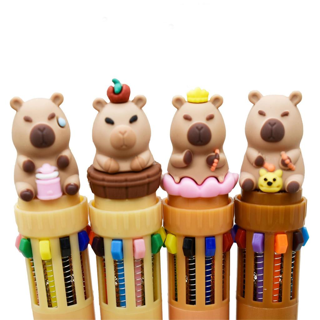 Maydahui Cute Ballpoint Pen Set of Stylish Capybara and Water Pig Cute Gift for Kids and Students 10-Color 12, 0.7mm, Designs, Multicolor,