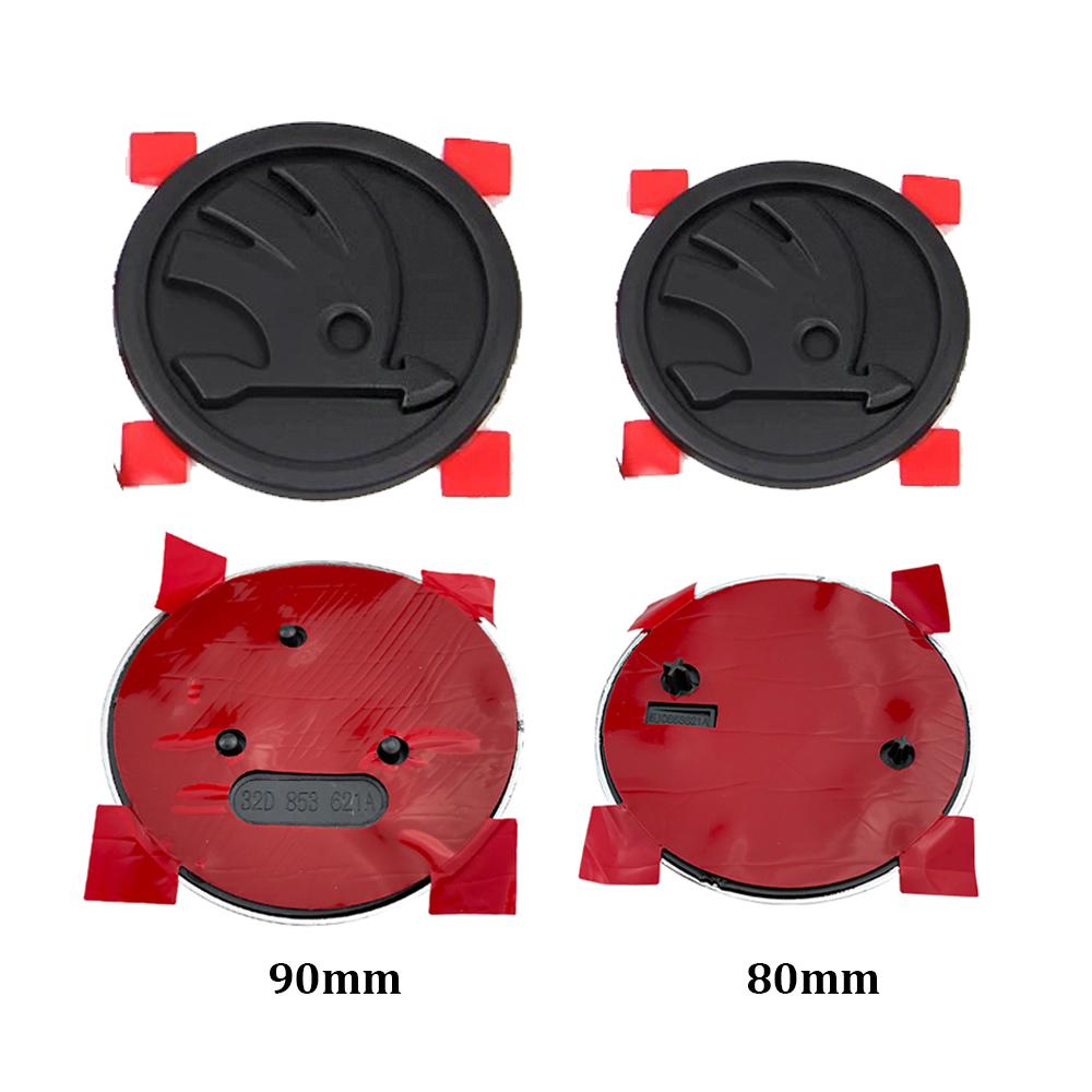 2026 Hot 2Pcs 80mm 90mm Emblem For Skoda Fabia 1 2 Octavia A7 RS Superb Rapid Yeti Karoq Vision Car Head Front Rear Boot Tailgat