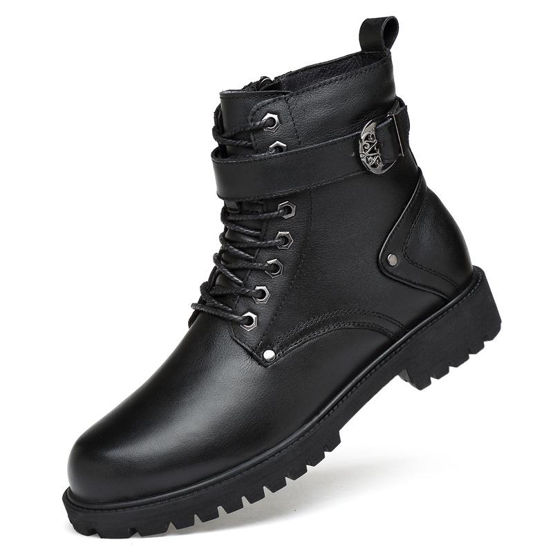 Men s High-Top Cowhide Boots - Autumn/Winter Korean & British Style, Plus Size, Couple-Friendly Size 43
