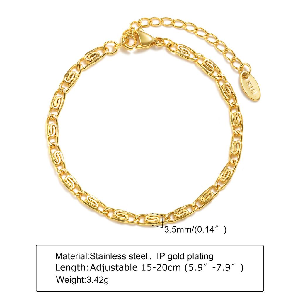 Jewelry Simple Stainless Steel 18K Gold Pentagram Bracelet, Jewelry