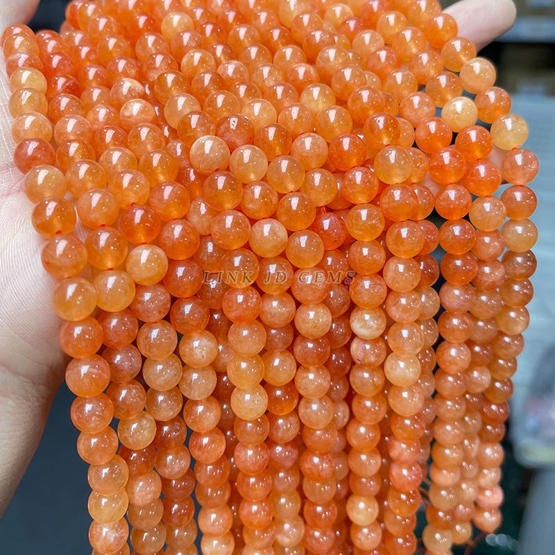 Jinde Jewelry Orange Chalcedony & Imitation Red Aventurine Round Beads for DIY Bracelets