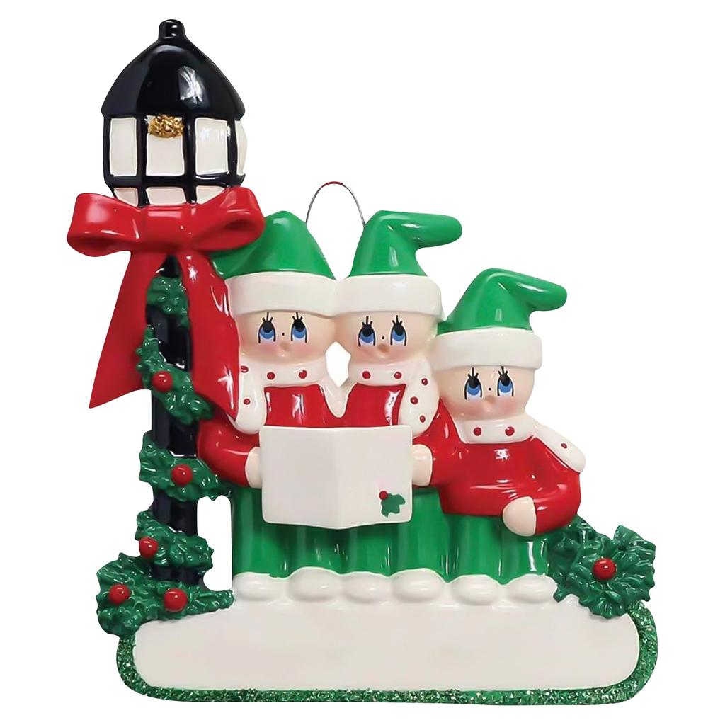 Resin Family Christmas Ornament Holiday Decoration Hanging Pendant for Christmas Tree Festive Home Decor with Lantern and Carolers Design