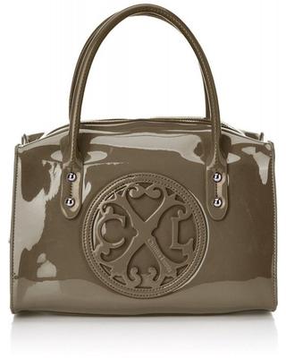 Sac Bowling - Christian Lacroix - Jonc 3 - Simili Cuir Vernis - Gris - 20x30x12 Cm