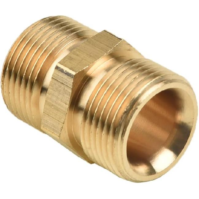 

High Pressure Washer Adapter, Brass Hose Extension Coupler 22mm Male to 22mm Male Washer Fitting, 4500 PSI (Inner Diameter 15mm) Inner Diameter 15mm