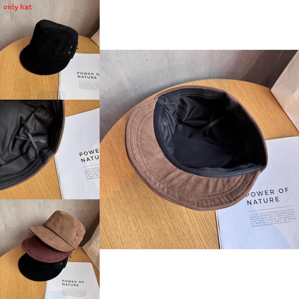 Fashion Solid Color Suede Women Casual Flat Top Hat For Fall And Winter Fashion