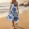 Women's Casual Sleeveless Floral Midi Dress, Round Neck Irregular Hem Summer Dress