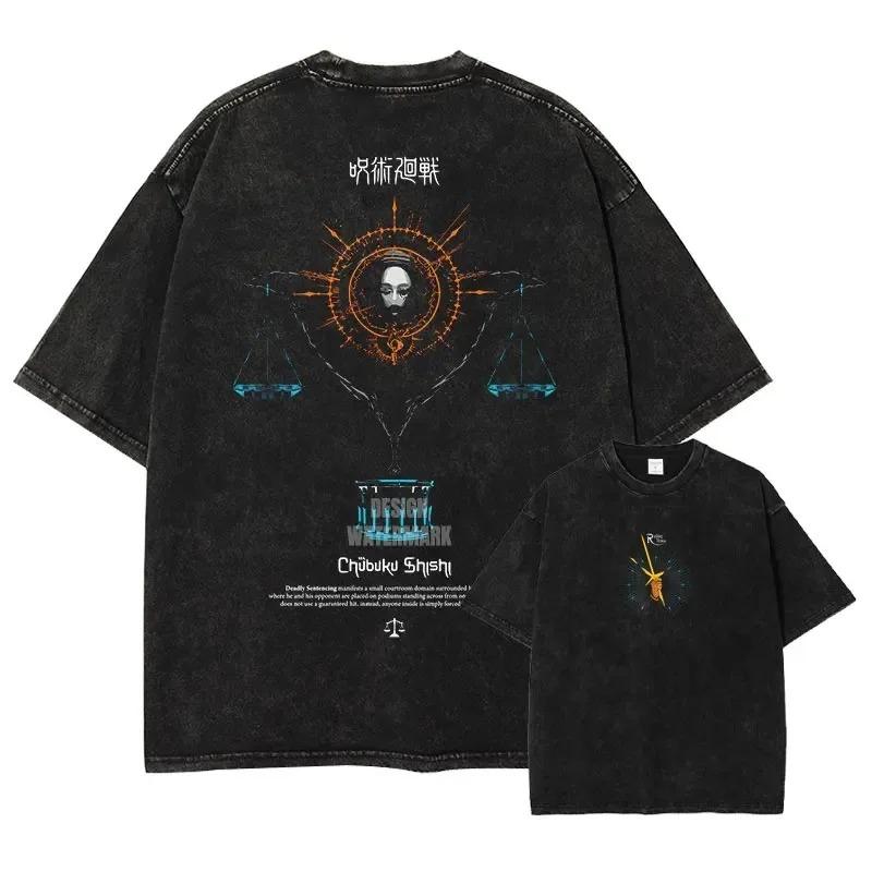 Anime J-Jujutsu K-Kaisen T Shirts Manga Washed Oversized Vintage Washed High Quality Hot Product Unisex Sweatshirt Sports Soft
