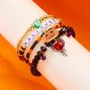 Halloween Charm Bracelet Skull Ghost Heart Pumpkin Bat Spider Crystal Beads Multilayer Soft Clay Boho Jewelry Gift For Women Men