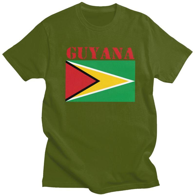 Custom Male Guyana Flag T Shirt Short Sleeves Cotton Tshirt Classic Tshirt Casual Tee Slim Fit Clothing