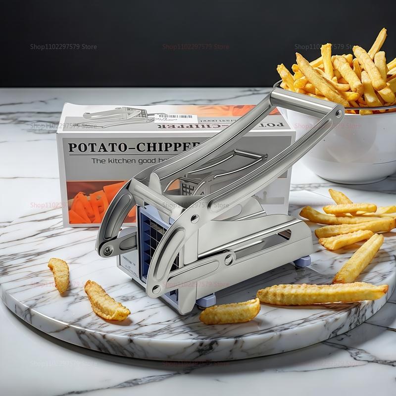 Stainless Steel Potato Slicer Vegetable Cutter Multi Functional Manual Fast Cutting Tool with 2 Blades Manual Fries Machine