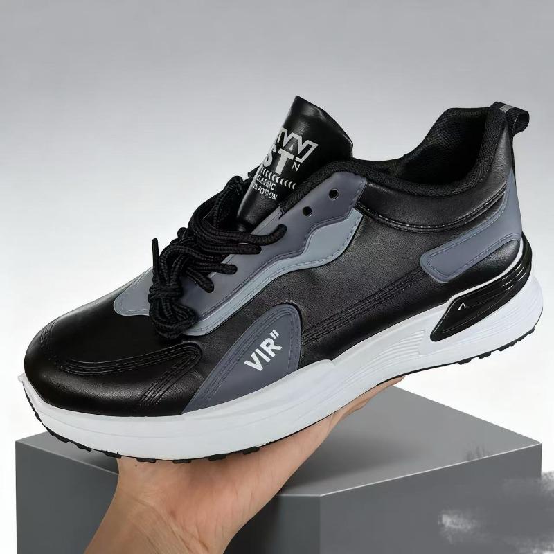 Men's spring and autumn new leather shoes lightweight running casual sports shoes platform running shoes casual