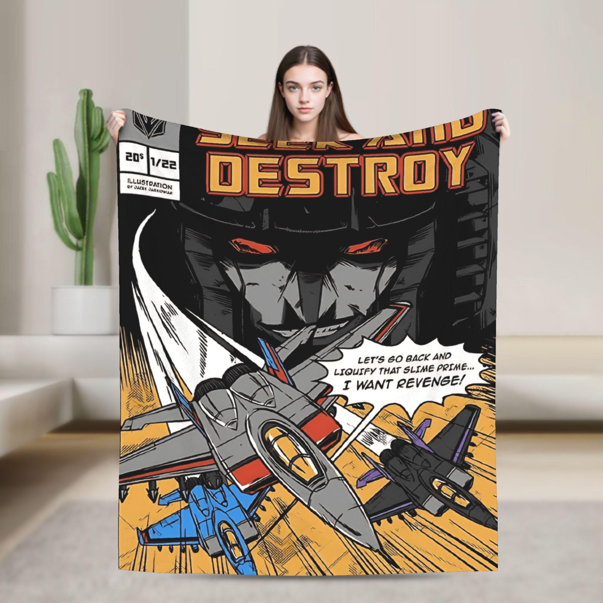 Плед-покрывало Т-Трансформеры  Ищи и Уничтожай  из мягкого теплого плюша и фланели для детей и взрослых, эстетичное покрывало на кровать 75x90cm