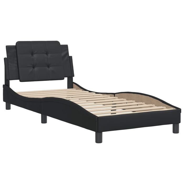VidaXL Cadre de Lit sans Matelas Zadar, Lit Rembourré, Lit Simple, Lit Adulte de Chambre à Coucher Intérieur, Noir 80x200 cm 3208142