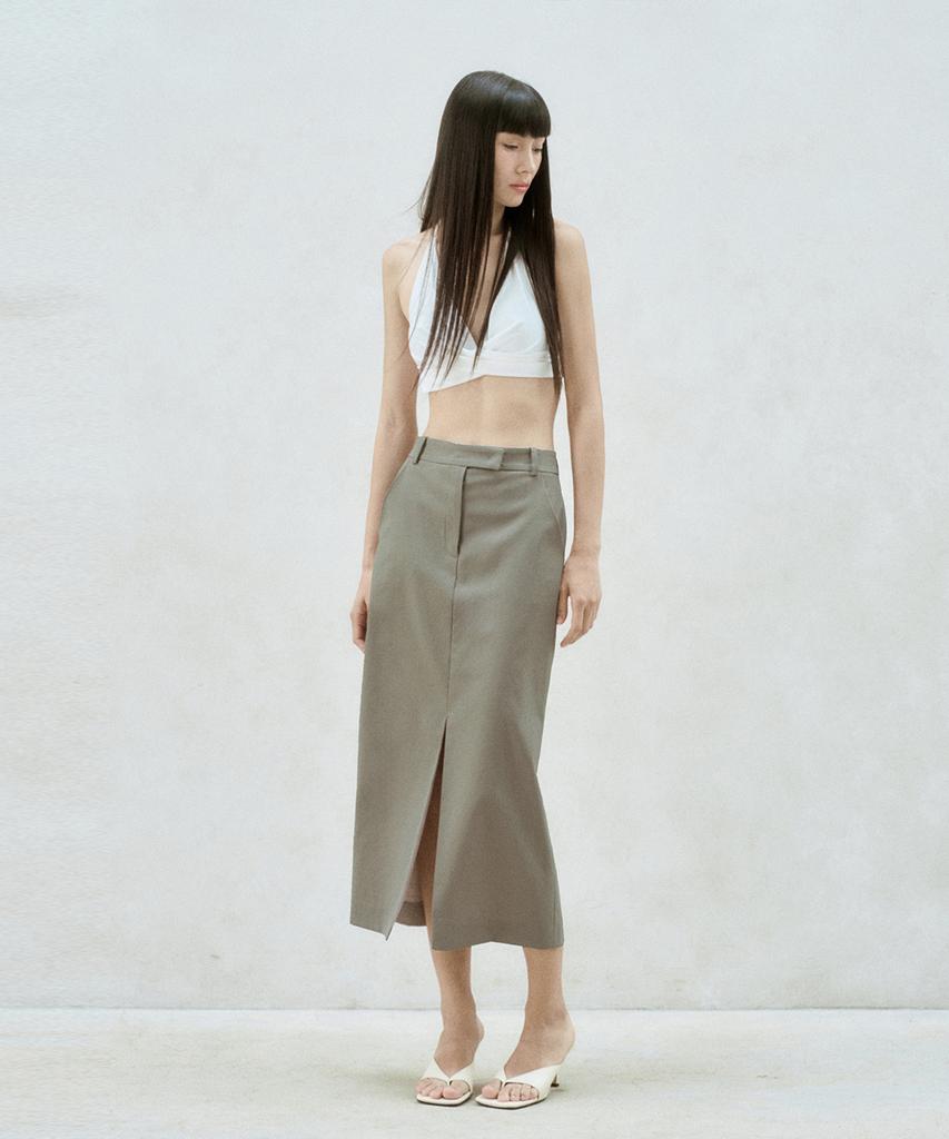RE RHEE Front Slit Midi Skirt