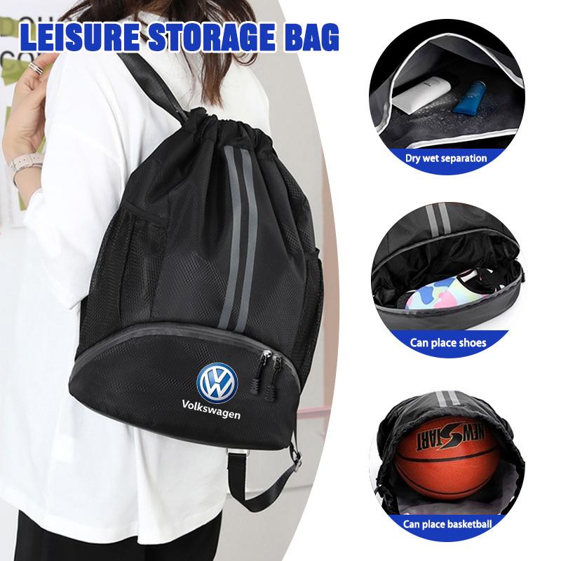 abcd1 Gym Bag Fitness Backpack Women Men Basketball Backpack Outdoor Training Drawstring Sports Knapsack For Volkswagen VW Passat Polo