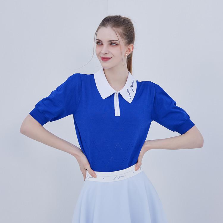 J.JANE Vivid Color Short Sleeve Knit (Blue)