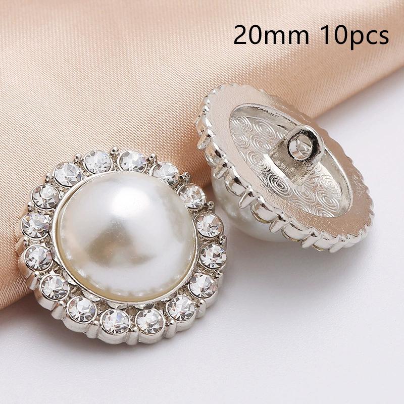 10Pcs 18/20/25Mm Flower Pearl Rhinestones Plastic Shank Buttons For Women Garment Jacket Sweater Handmade Sewing Accessories