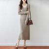 Women Sweater Dress 100% Wool TIDENOVEL U-neck Knit Long Pullover Winter Jumpers Wool Long Dress Female