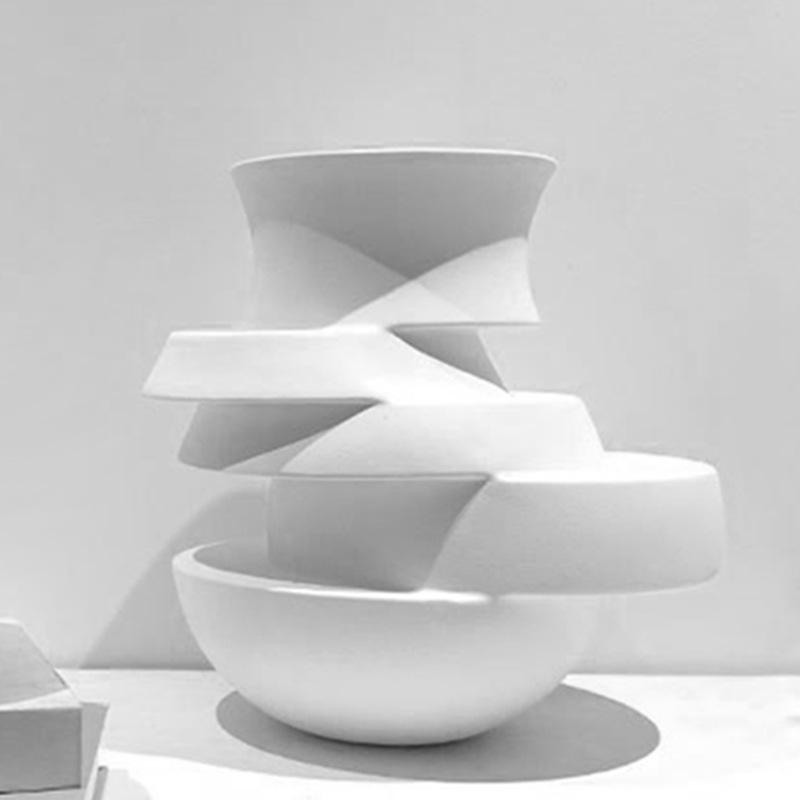 Abstrakte Geometrische Schwarz Weiß Kaskadierende Vase Harzvasen Kunstwerk Dekorationen Blumenarrangements Zubehör Heimdeko