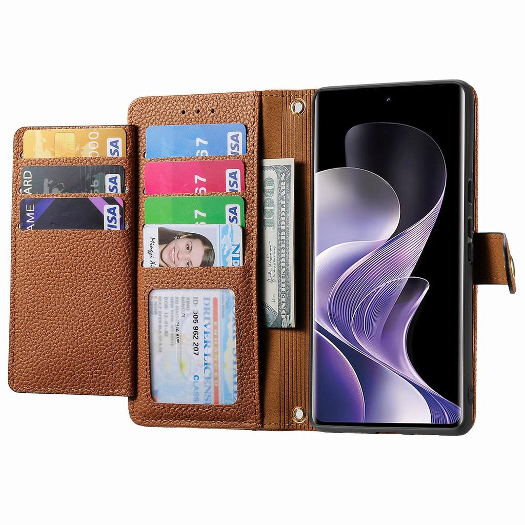 For Xiaomi Redmi Note 14 Pro 5G/Poco X7 5G Case RFID Blocking Zipper Pocket Leather Wallet Phone Cover with Strap