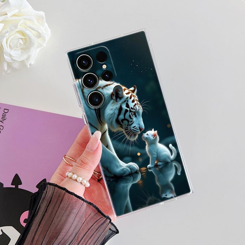 The Wolf Lion Cat Clear Case For Samsung Galaxy S26 S25 S24 S23 Ultra S20 S21 FE S22 Plus S26 Ultra S25FE 5G Soft Phone Cover
