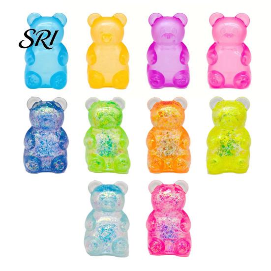 Glitter Bear Toy Clear Squeeze Anxiety Stress Relief Sugar Ball Sensory Soft Stretchy Decompression Fidget Slow Rising