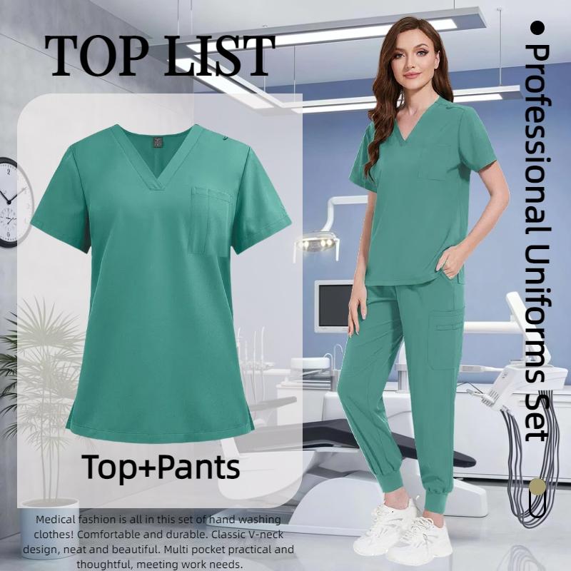 

Разноцветные спортивные костюмы, униформа для врачей и медсестер, топы с короткими рукавами и V-образным вырезом, брюки с карманами, комплекты хирургических костюмов для медсестер, медицинская клиническая одежда S