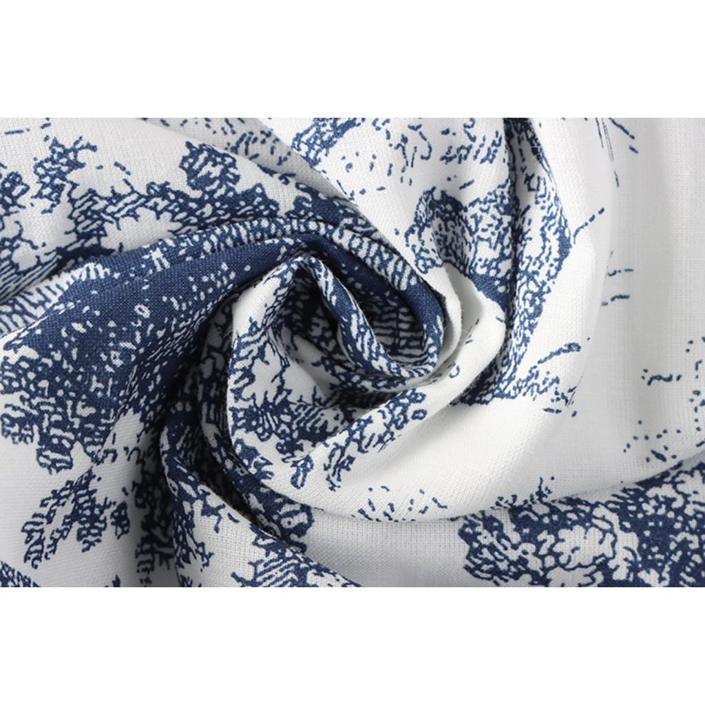 Qooth Elegant Women A-line Ink Painting Print Chiffon Skirt Mid Length Elastic Waist Skirt QT2653