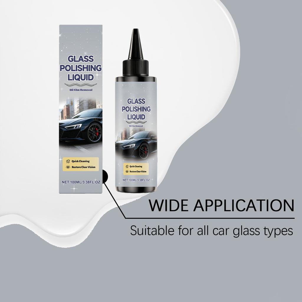 Glass Polishing Fluid - Cleans oil stains glass surfaces suitable for all types of car and windshields. 100ml