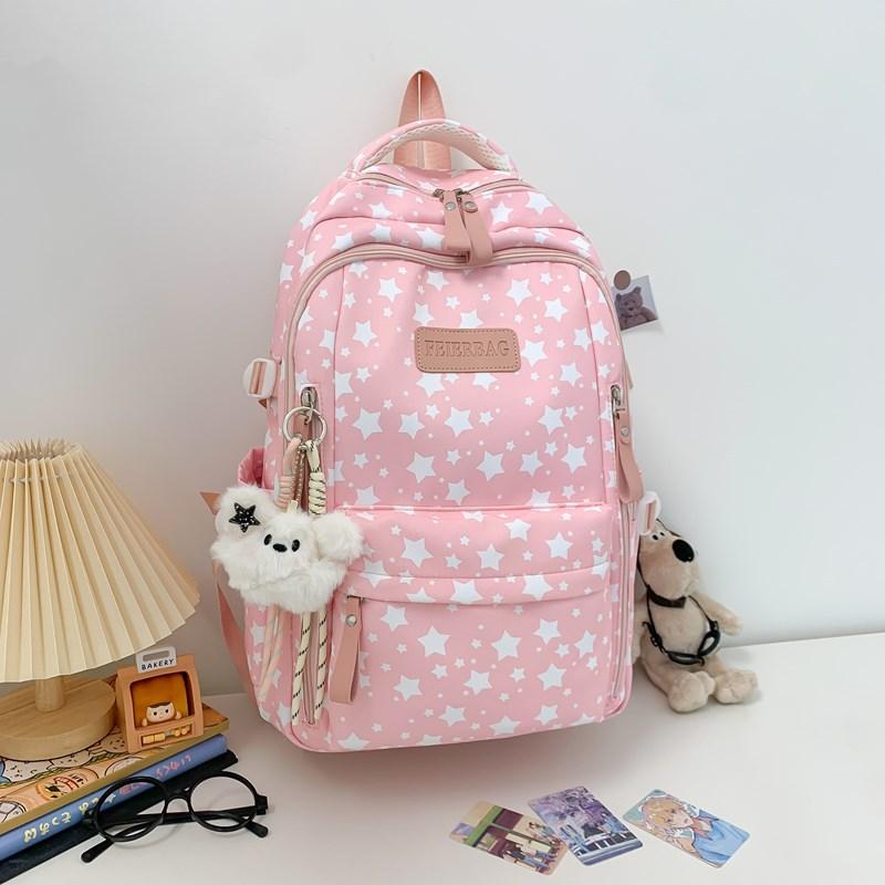 Schoolbag Japanese Ins Style Student Schoolbag High Value Fresh and Sweet Star Printed Backpack Large Capacity Lightweight Backpack