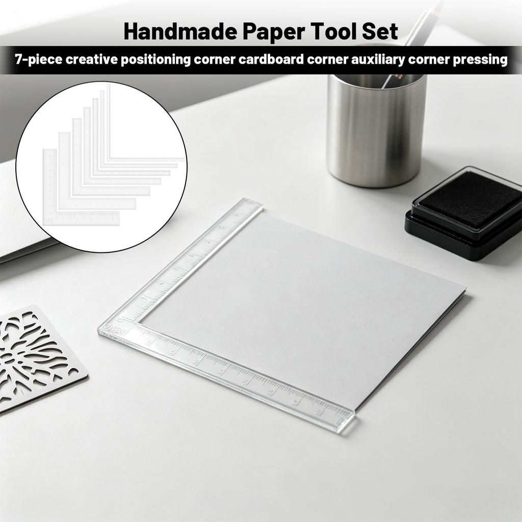 7-Piece Tool Set with Corner Positioning and Pressing Tools for Card Making and Scrapbooking