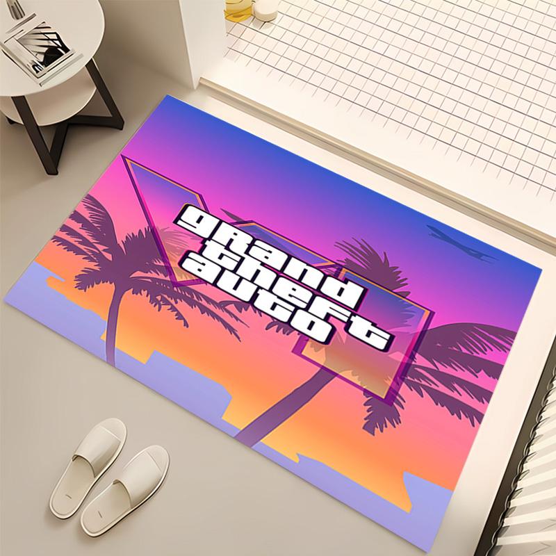 1 Stück Spiel Grand Theft Auto Druck Teppich - Weich, Waschbar, Rutschfest, Innenmatte, Wohnzimmer, Heimbüro Dekorativer Teppich, Büro Dekorativ