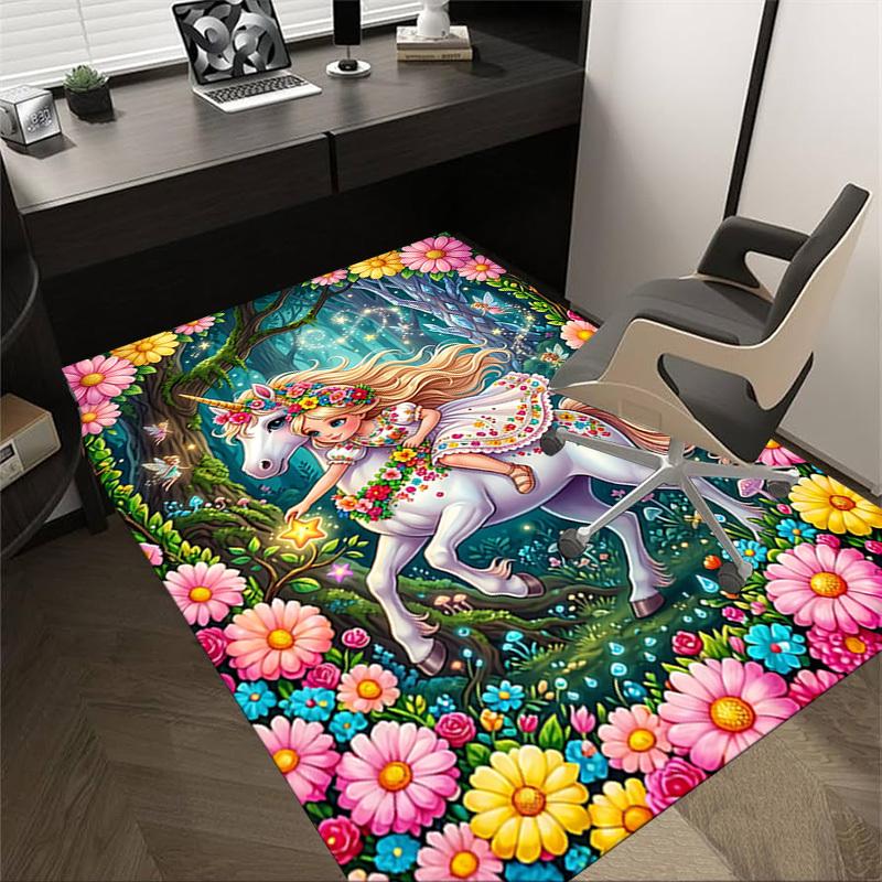 

1PC Unicorn Fairy Extra Large Non-Slip Floor carpet, Office, family, bedroom, Studio - Large Area Rug,Longlasting Material-K0394 60cm by 90cm