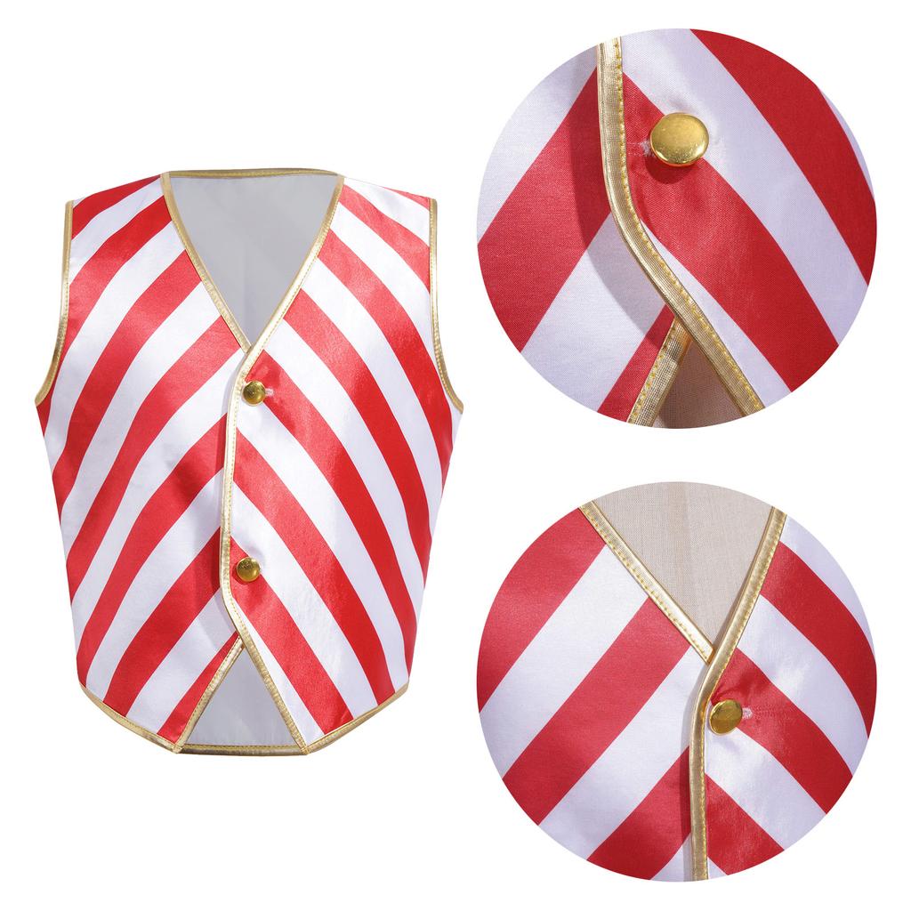 Unisex Kids Party Vest Christmas Striped Costume Waistcoat with Button Front for Performance