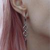 Gothic Punk Double Ring Spike Dangle Earrings in Stainless Steel