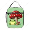 Cute Frog Mushroom Lunch Box for Girls Boys Teens, Kawaii Cartoon Frogs Mushrooms Snail Green Lunch Cooler Bag, Funny